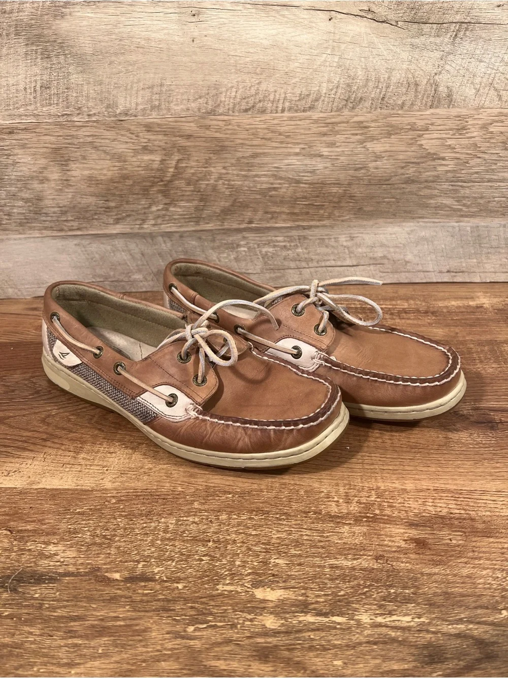 Sperry Top Sider Tan Leather Women’s Classic Boat Shoes Size 9.5